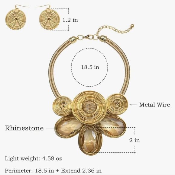 5 Layer Illusion Wire Color Shell & Chunky Statement Necklace & Earrings - Picture 15 of 16